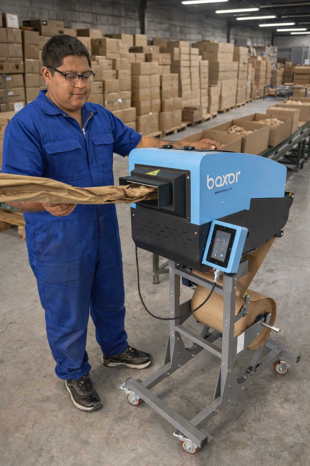 Despachador automático de papel kraft para relleno y amortiguación de embalaje